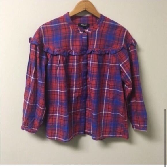 Madewell Plaid Button Down Top Size Medium - Picture 5 of 8